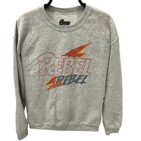 Davie Bowie Women's SM Rebel Rebel Heather Gray Pullover Sweatshirt - Picture 1 of 4